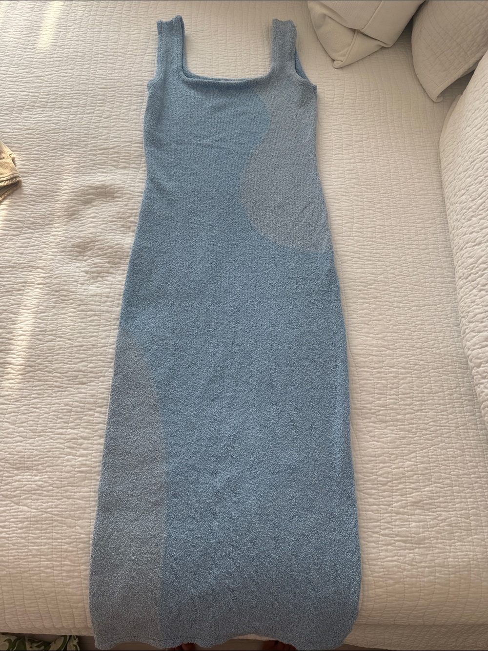Soft Blue Sleeveless Knit Midi Dress